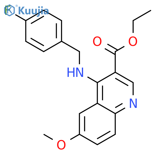 3-Quinolinecarboxylicacid,4-[[(4-fluorophenyl)methyl]amino]-6-methoxy-,ethylester(9CI) structure