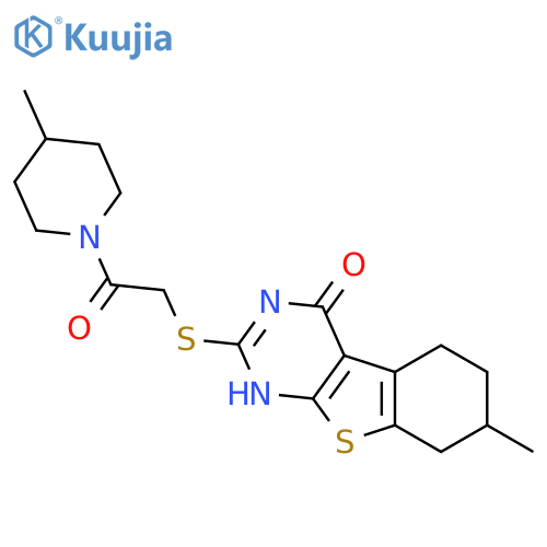 Piperidine, 1-[[(1,4,5,6,7,8-hexahydro-7-methyl-4-oxo[1]benzothieno[2,3-d]pyrimidin-2-yl)thio]acetyl]-4-methyl-(9ci) structure