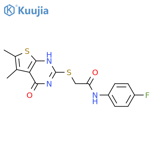 Acetamide, 2-[(1,4-dihydro-5,6-dimethyl-4-oxothieno[2,3-d]pyrimidin-2-yl)thio]-N-(4-fluorophenyl)- (9CI) structure