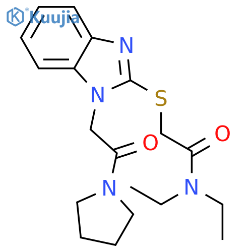 N,n-diethyl-2-({1-[2-oxo-2-(1-pyrrolidinyl)ethyl]-1h-benzimidazol -2-yl}sulfanyl)acetamide structure