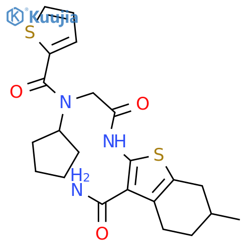 2-{[N-Cyclopentyl-N-(thiophene-2-carbonyl)glycyl]amino}-6-methyl-4,5,6,7-tetrahydro-1-benzothiophene-3-carboxamide structure