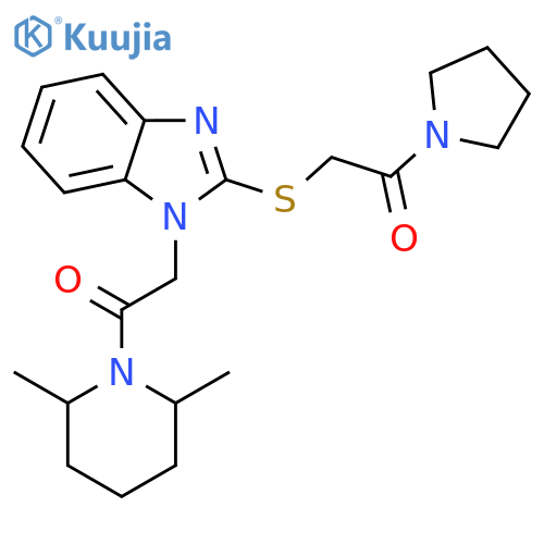 1-(2,6-dimethyl-1-piperidinyl)-2-(2-{[2-oxo-2-(1-pyrrolidinyl)eth Yl]sulfanyl}-1h-benzimidazol-1-yl)ethanone structure