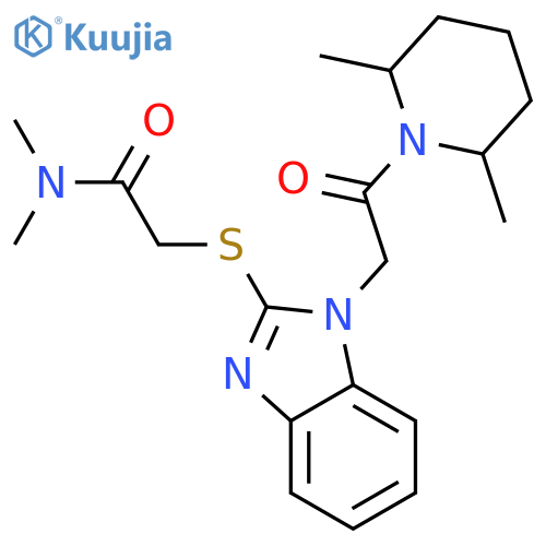 Acetamide, 2-[[1-[2-(2,6-dimethyl-1-piperidinyl)-2-oxoethyl]-1H-benzimidazol-2-yl]thio]-N,N-dimethyl- (9CI) structure
