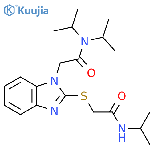 2-[2-[2-Oxo-2-(propan-2-ylamino)ethyl]sulfanylbenzimidazol-1-yl]-N,N-di(propan-2-yl)acetamide structure