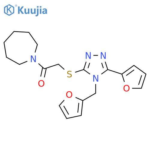 1H-Azepine,1-[[[5-(2-furanyl)-4-(2-furanylmethyl)-4H-1,2,4-triazol-3-yl]thio]acetyl]hexahydro-(9CI) structure