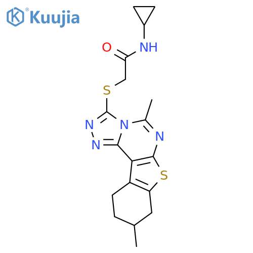 Acetamide, N-cyclopropyl-2-[(8,9,10,11-tetrahydro-5,9-dimethyl[1]benzothieno[3,2-e]-1,2,4-triazolo[4,3-c]pyrimidin-3-yl)thio]- (9CI) structure