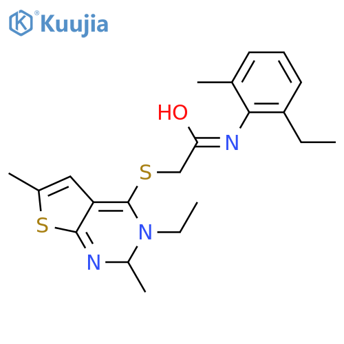Acetamide, 2-[(5-ethyl-2,6-dimethylthieno[2,3-d]pyrimidin-4-yl)thio]-N-(2-ethyl-6-methylphenyl)- (9CI) structure