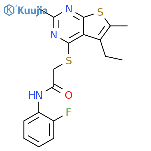 Acetamide, 2-[(5-ethyl-2,6-dimethylthieno[2,3-d]pyrimidin-4-yl)thio]-N-(2-fluorophenyl)- (9CI) structure