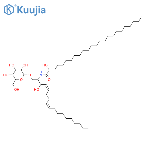 2-Amino-4,8-octadecadiene-1,3-diol; (2S,3R,4E,8E)-form, N-(2R-Hydroxytetracosanoyl), 1-O-β-D-glucopyranoside structure