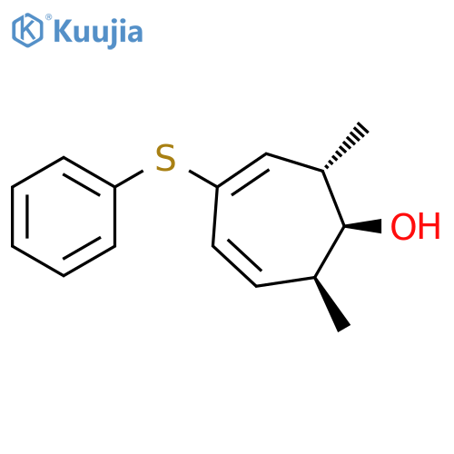 3,5-Cycloheptadien-1-ol, 2,7-dimethyl-4-(phenylthio)-, (1S,2S,7S)- structure