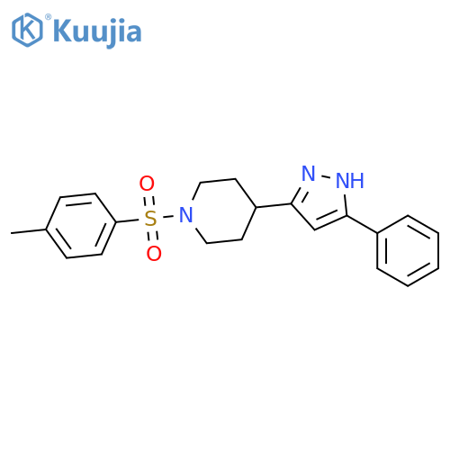 1-(4-methylphenyl)sulfonyl-4-(3-phenyl-1H-pyrazol-5-yl)piperidine structure
