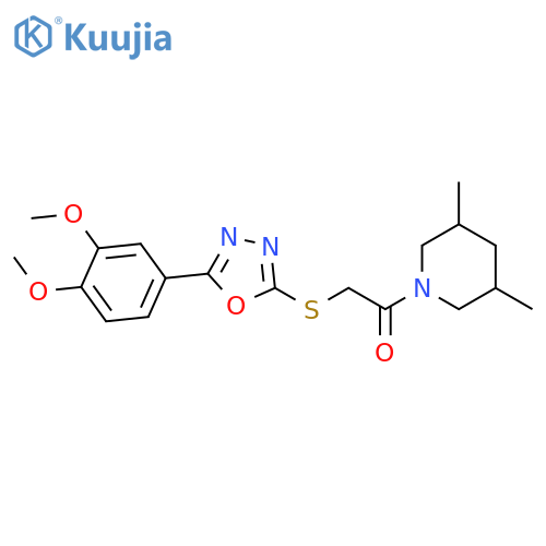 2-{5-(3,4-dimethoxyphenyl)-1,3,4-oxadiazol-2-ylsulfanyl}-1-(3,5-dimethylpiperidin-1-yl)ethan-1-one structure