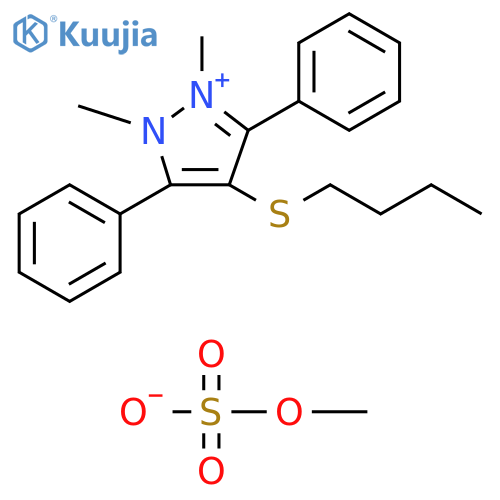 1H-Pyrazolium, 4-(butylthio)-1,2-dimethyl-3,5-diphenyl-, methyl sulfate (1:1) structure