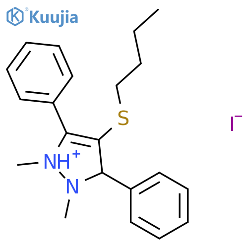 1H-Pyrazolium, 4-(butylthio)-1,2-dimethyl-3,5-diphenyl-, iodide structure