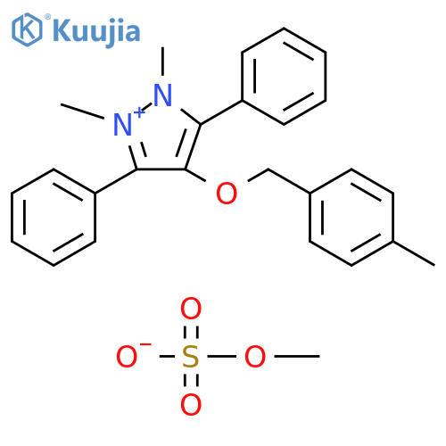 1H-Pyrazolium, 1,2-dimethyl-4-[(4-methylphenyl)methoxy]-3,5-diphenyl-, methyl sulfate (1:1) structure