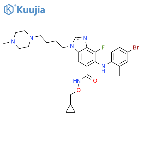 1H-Benzimidazole-6-carboxamide, 5-[(4-bromo-2-methylphenyl)amino]-N-(cyclopropylmethoxy)-4-fluoro-1-[4-(4-methyl-1-piperazinyl)butyl]- structure