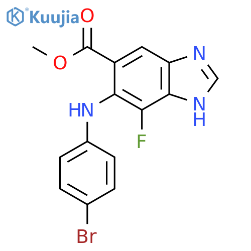 Methyl 6-((4-bromophenyl)amino)-7-fluoro-1H-benzodimidazole-5-carboxylate structure