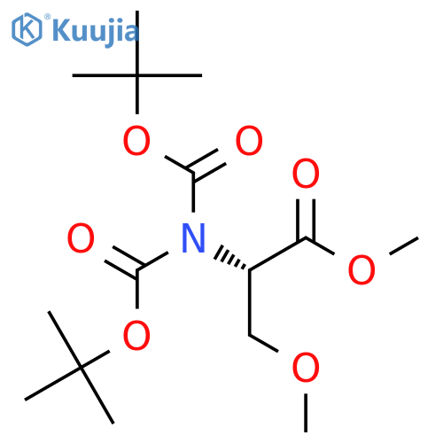 Serine, N,N-bis[(1,1-dimethylethoxy)carbonyl]-O-methyl-, methyl ester structure