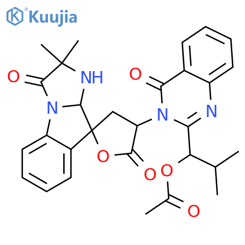 Spiro[furan-2(5H),9'-[9H]imidazo[1,2-a]indole]-3',5(2'H)-dione,4-[2-[1-(acetyloxy)-2-methylpropyl]-4-oxo-3(4H)-quinazolinyl]-1',3,4,9'a-tetrahydro-2',2'-dimethyl-,[9'S-[9'a[4S*(R*)],9'ab]]- (9CI) structure
