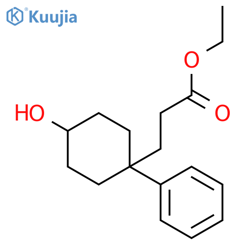 Cyclohexanepropanoic acid, 4-hydroxy-1-phenyl-, ethyl ester structure
