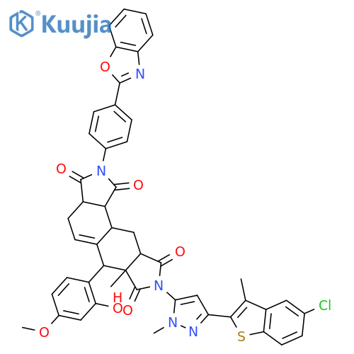 2-[4-(1,3-benzoxazol-2-yl)phenyl]-8-[3-(5-chloro-3-methyl-1-benzothiophen-2-yl)-1-methyl-1H-pyrazol-5-yl]-6-(2-hydroxy-4-methoxyphenyl)-6a-methyl-3a,4,6,6a,9a,10,10a,10b-octahydroisoindolo[5,6-e]isoindole-1,3,7,9(2H,8H)-tetrone structure