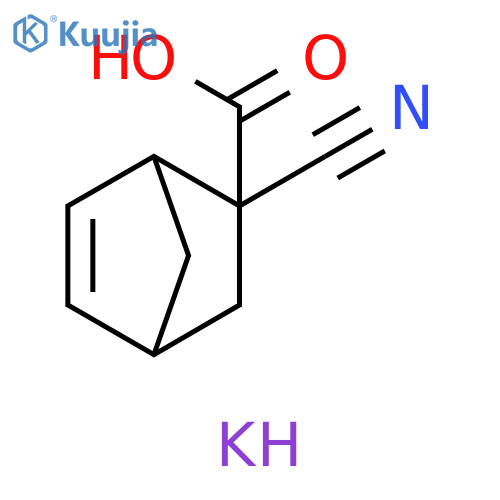 Bicyclo[2.2.1]hept-5-ene-2-carboxylic acid, 2-cyano-, potassium salt (1:1) structure