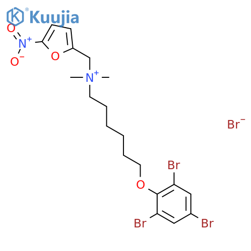 N,N-dimethyl-N-[(5-nitrofuran-2-yl)methyl]-6-(2,4,6-tribromophenoxy)hexan-1-aminium bromide structure