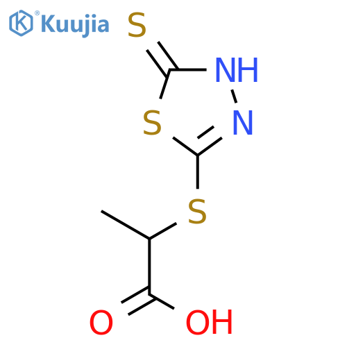 Propanoic acid,2-[(4,5-dihydro-5-thioxo-1,3,4-thiadiazol-2-yl)thio]- structure