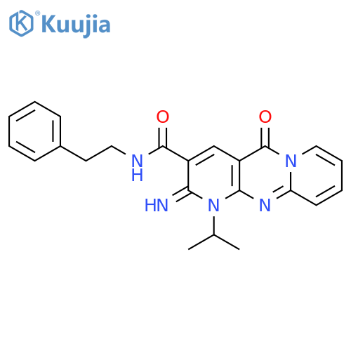 6-imino-2-oxo-N-(2-phenylethyl)-7-(propan-2-yl)-1,7,9-triazatricyclo8.4.0.0^{3,8}tetradeca-3(8),4,9,11,13-pentaene-5-carboxamide structure