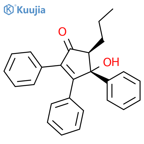 2-Cyclopenten-1-one, 4-hydroxy-2,3,4-triphenyl-5-propyl-, (4R,5S)-rel- structure