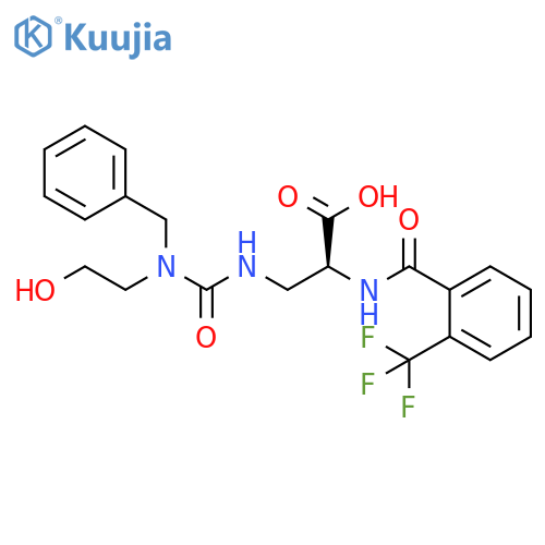 L-Alanine,3-[[[(2-hydroxyethyl)(phenylmethyl)amino]carbonyl]amino]-N-[2-(trifluoromethyl)benzoyl]- structure