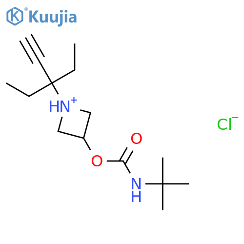 3-[(tert-butylcarbamoyl)oxy]-1-(3-ethylpent-1-yn-3-yl)azetidinium chloride structure