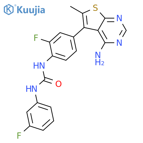 Urea,N-[4-(4-amino-6-methylthieno[2,3-d]pyrimidin-5-yl)-2-fluorophenyl]-N'-(3-fluorophenyl)- structure