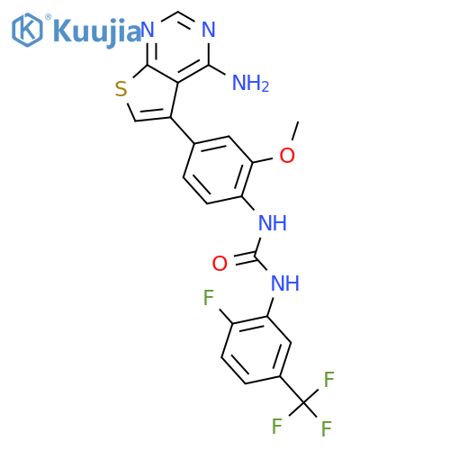 Urea,N-[4-(4-aminothieno[2,3-d]pyrimidin-5-yl)-2-methoxyphenyl]-N'-[2-fluoro-5-(trifluoromethyl)phenyl]- structure