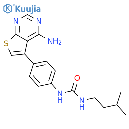 Urea,N-[4-(4-aminothieno[2,3-d]pyrimidin-5-yl)phenyl]-N'-(3-methylbutyl)- structure