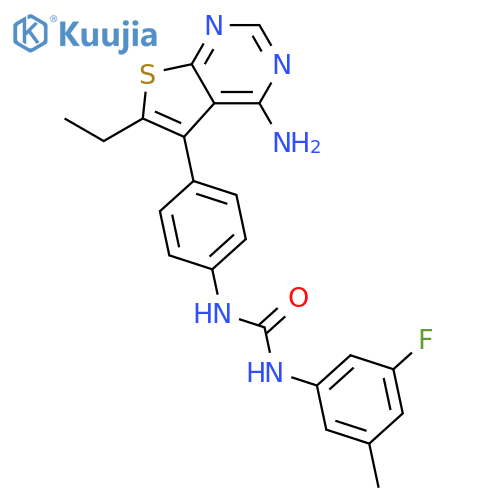 Urea,N-[4-(4-amino-6-ethylthieno[2,3-d]pyrimidin-5-yl)phenyl]-N'-(3-fluoro-5-methylphenyl)- structure