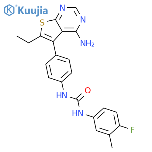 Urea,N-[4-(4-amino-6-ethylthieno[2,3-d]pyrimidin-5-yl)phenyl]-N'-(4-fluoro-3-methylphenyl)- structure