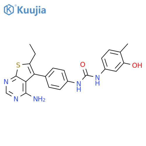 Urea,N-[4-(4-amino-6-ethylthieno[2,3-d]pyrimidin-5-yl)phenyl]-N'-(3-hydroxy-4-methylphenyl)- structure