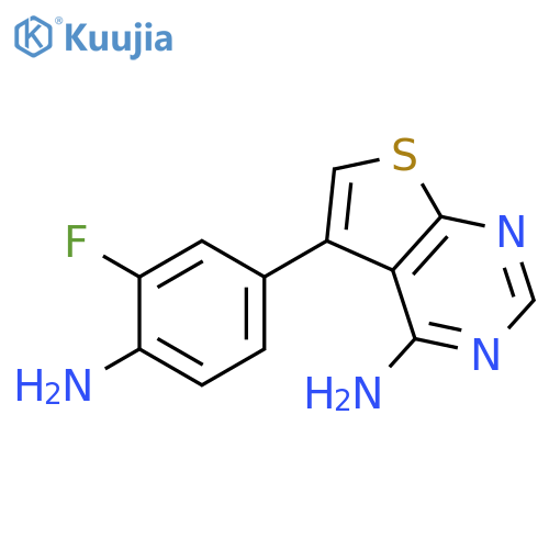Thieno[2,3-d]pyrimidin-4-amine, 5-(4-amino-3-fluorophenyl)- structure
