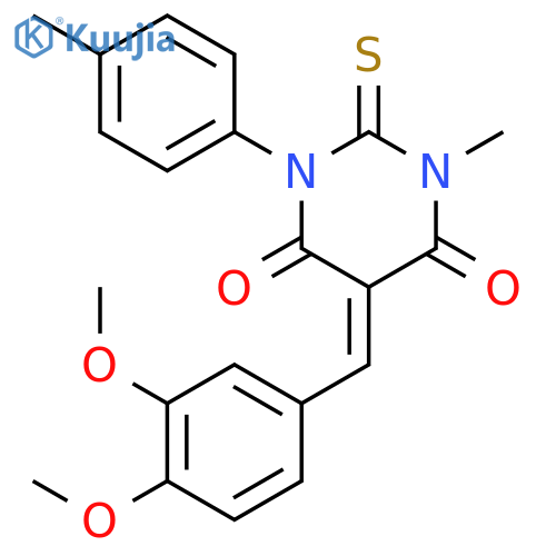 (5E)-5-(3,4-dimethoxybenzylidene)-1-methyl-3-(4-methylphenyl)-2-thioxodihydropyrimidine-4,6(1H,5H)-dione structure