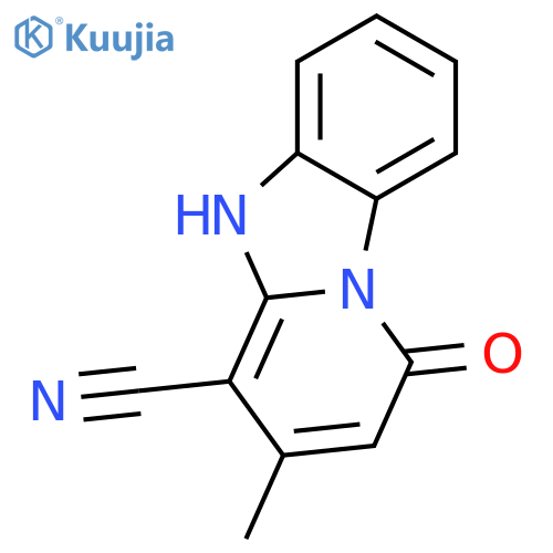 11-methyl-13-oxo-1,8-diazatricyclo7.4.0.0^{2,7}trideca-2(7),3,5,9,11-pentaene-10-carbonitrile structure