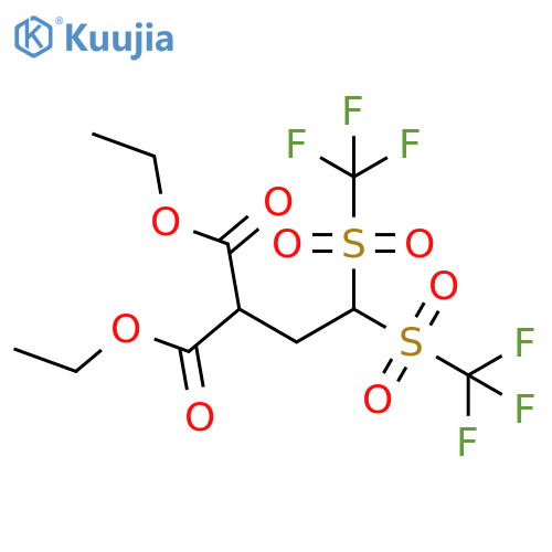 Propanedioic acid, [2,2-bis[(trifluoromethyl)sulfonyl]ethyl]-, diethyl ester structure