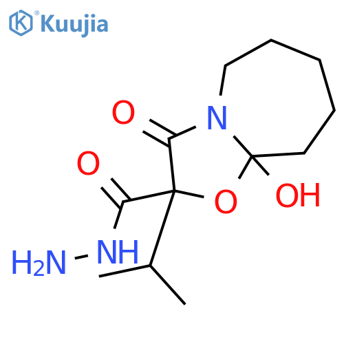 Oxazolo[3,2-a]azepine-2-carboxylicacid, octahydro-9a-hydroxy-2-(1-methylethyl)-3-oxo-, hydrazide structure