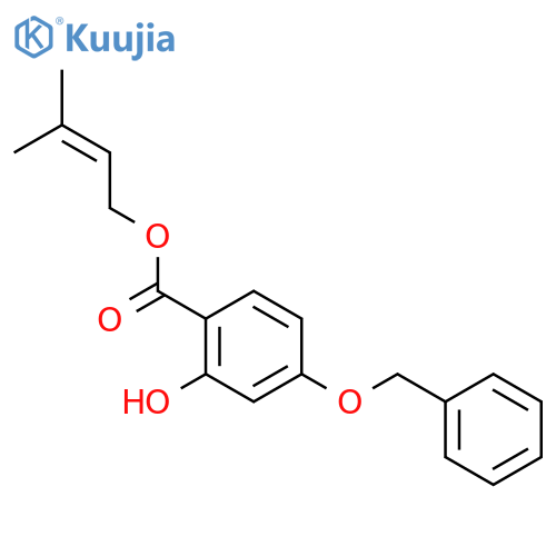 Benzoic acid, 2-hydroxy-4-(phenylmethoxy)-, 3-methyl-2-butenyl ester structure