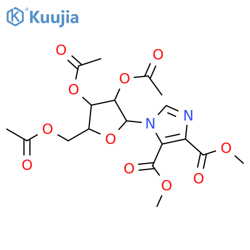 dimethyl 1-(2,3,5-tri-O-acetylpentofuranosyl)-1H-imidazole-4,5-dicarboxylate structure