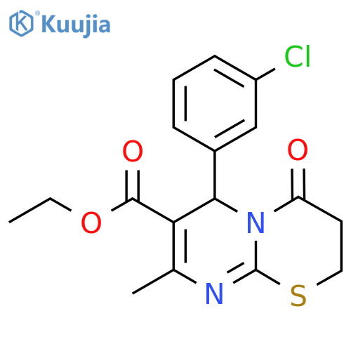 ethyl 6-(3-chlorophenyl)-8-methyl-4-oxo-2H,3H,4H,6H-pyrimido2,1-b1,3thiazine-7-carboxylate structure