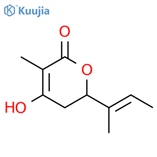 2H-Pyran-2-one, 5,6-dihydro-4-hydroxy-3-methyl-6-(1-methyl-1-propenyl)-, (E)- (9CI) structure