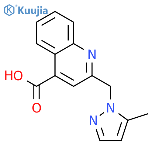 2-(5-Methyl-pyrazol-1-ylmethyl)-quinoline-4-carboxylic acid structure