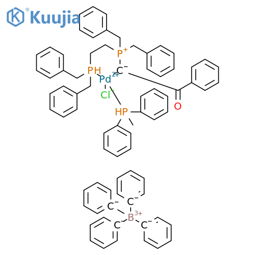 Palladium(1+), [[2-[bis(phenylmethyl)phosphino]ethyl]bis(phenylmethyl)phosphonium (1-η)-2-oxo-2-phenylethylide-PP]chloro(dimethylphenylphosphine)-, (SP-4-4)-, tetraphenylborate(1-) (9CI) structure