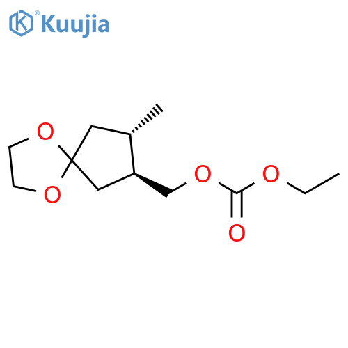 Carbonic acid, ethyl (8-methyl-1,4-dioxaspiro[4.4]non-7-yl)methyl ester, trans- (9CI) structure